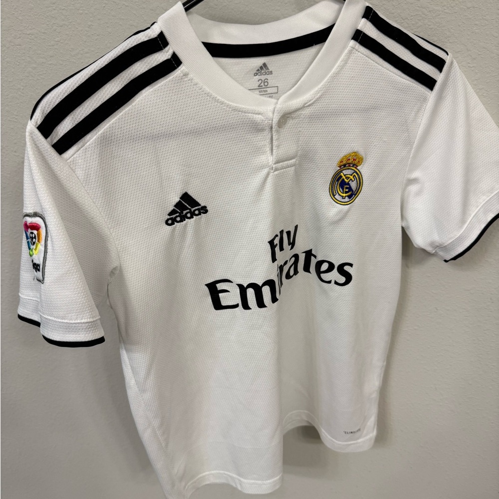 Adidas Kids Real Madrid White and Black Jersey